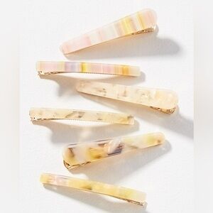 Anthropologie Elongated Resin Hair Clips, Set of 5 NWT
